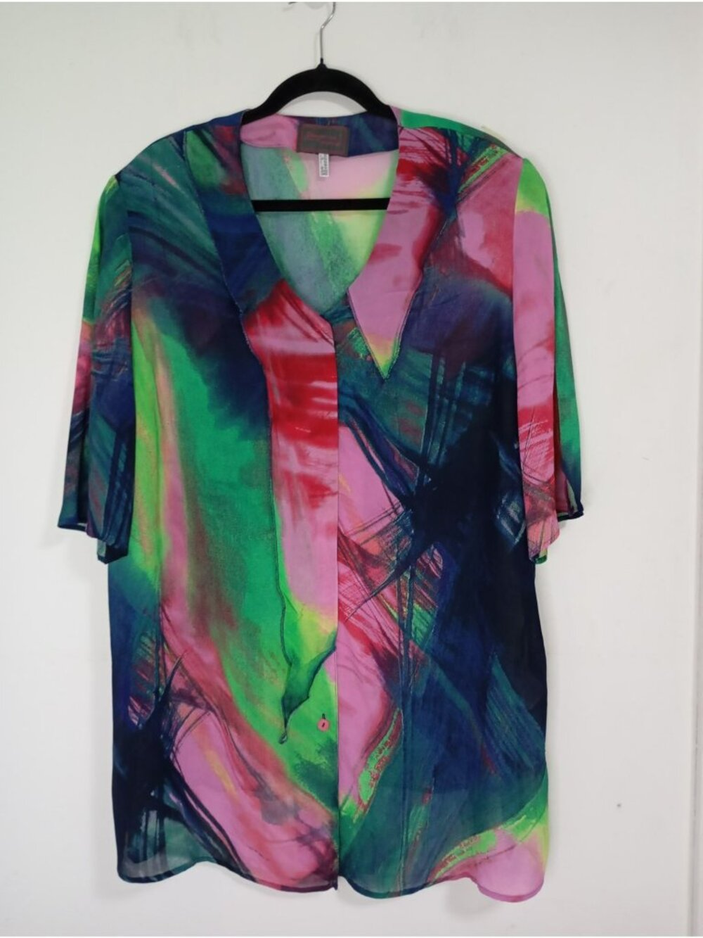 Sempre Piu Womens Sheer Abstract Print Tunic Top Size 20/22 100% viscose